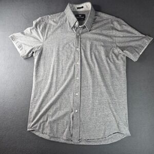 Buttercloth Icy Cotton Mens XL Slim Fit Short Sleeve Button Down Shirt Gray